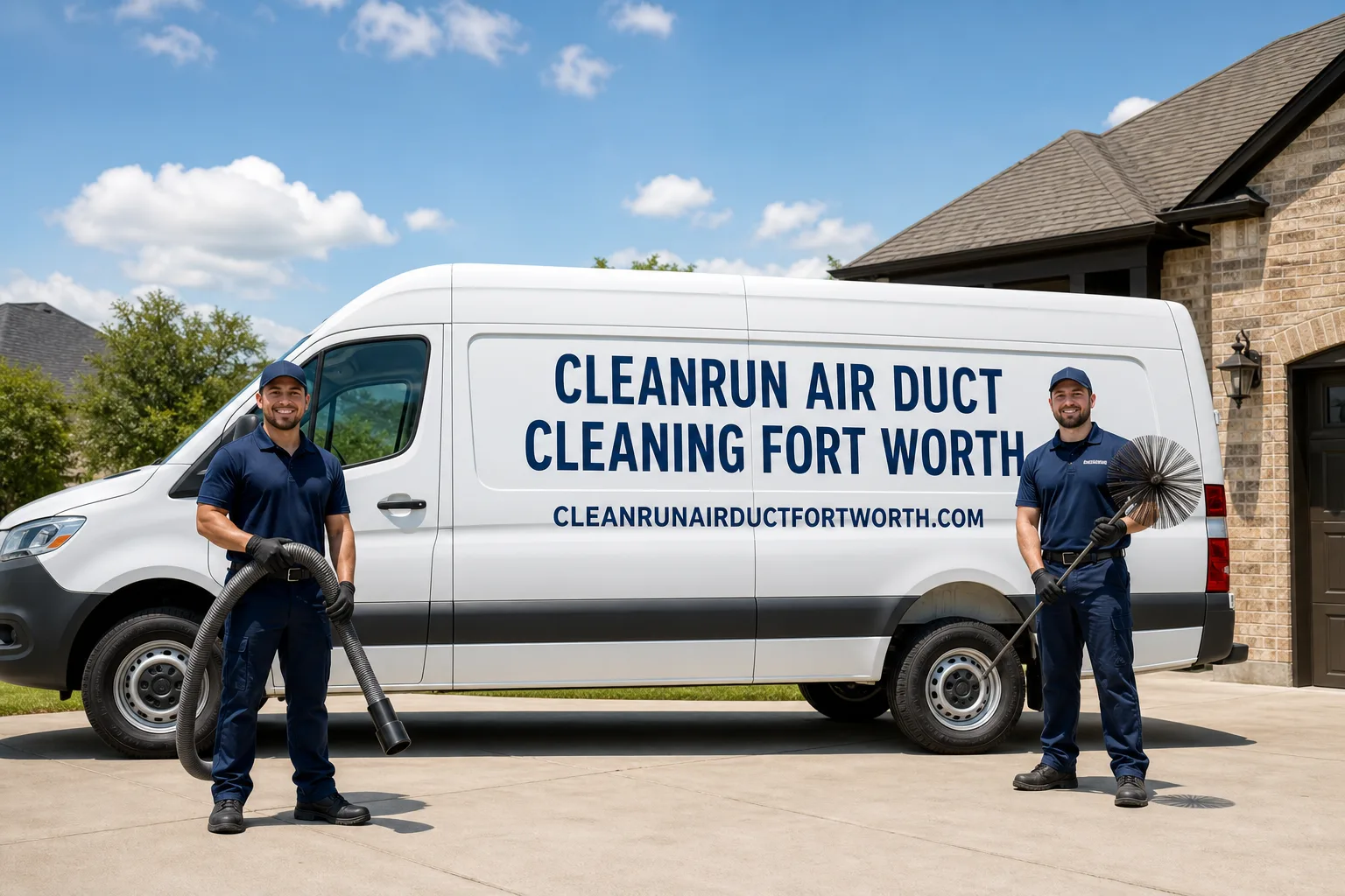 CleanRun Air Duct Cleaning Fort Worth air duct cleaning service vehicle and crew in Fort Worth, TX